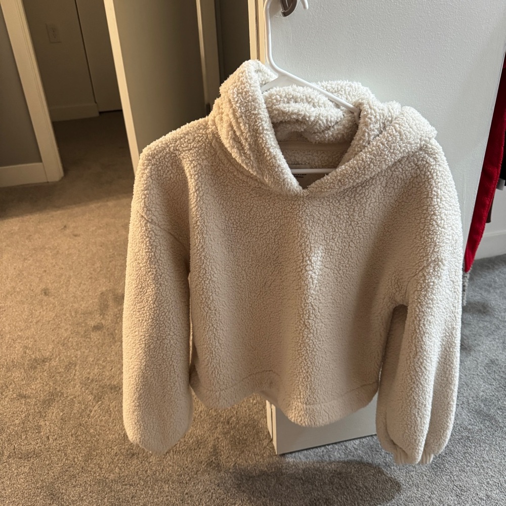 Abercrombie white Sherpa hoodie